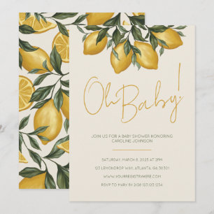 Invitation au Baby shower de citron neutre