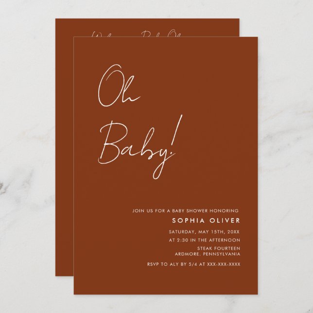 Invitation au Baby shower de code QR photo minimal (Devant / Derrière)