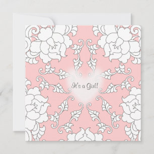 Invitation au Baby shower de coeur rose