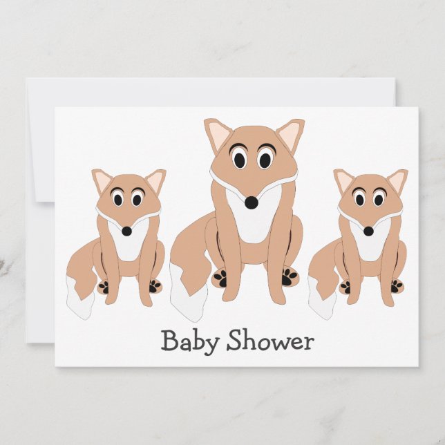 Invitation au Baby shower de conception Fox (Devant)