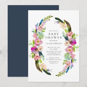 Invitation au Baby shower de couronne de la tribu 