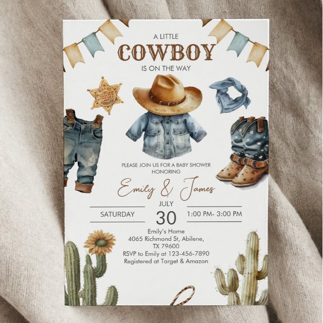 Invitation au baby shower de Cowboy du Sud-Ouest (Créateur téléchargé)