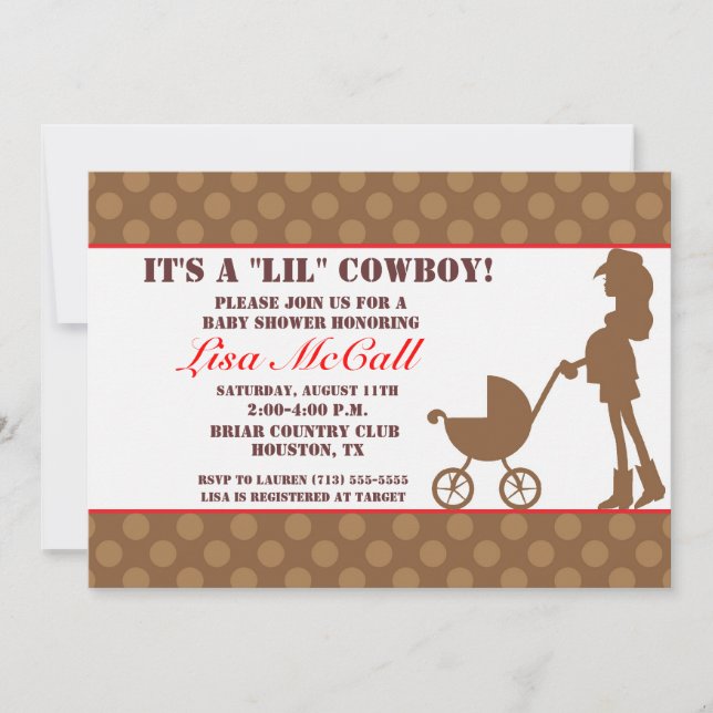 Invitation au Baby shower de Cowgirl (Devant)