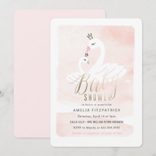Invitation au Baby shower de cygne doux avec huile