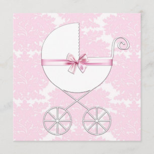 Invitation au Baby shower de Damas rose de transpo