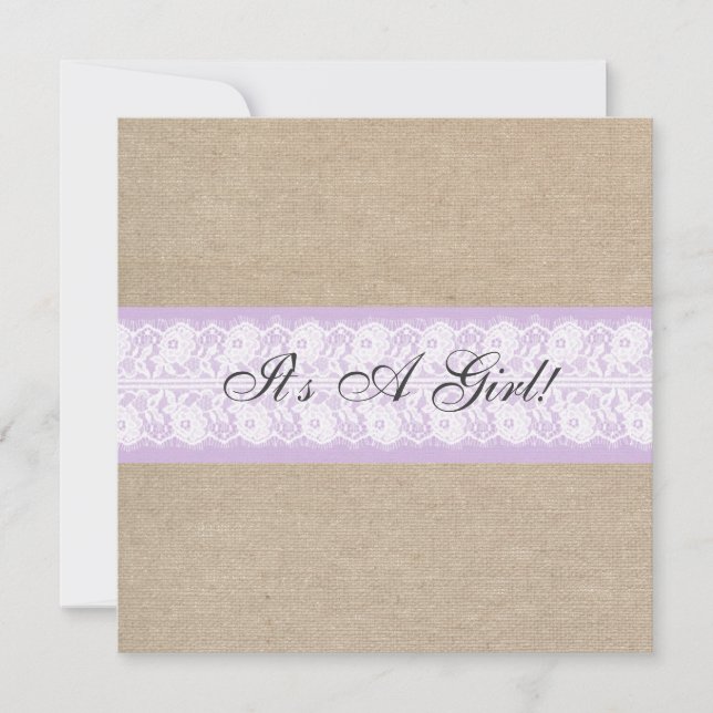 Invitation au Baby shower de dentelle de Burlap (Devant)