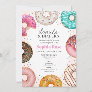 Invitation au Baby shower de Donut arrosé pour une