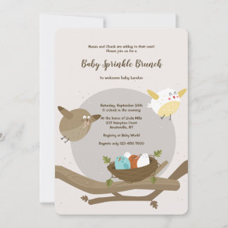 Invitation au Baby shower de famille d'oiseaux