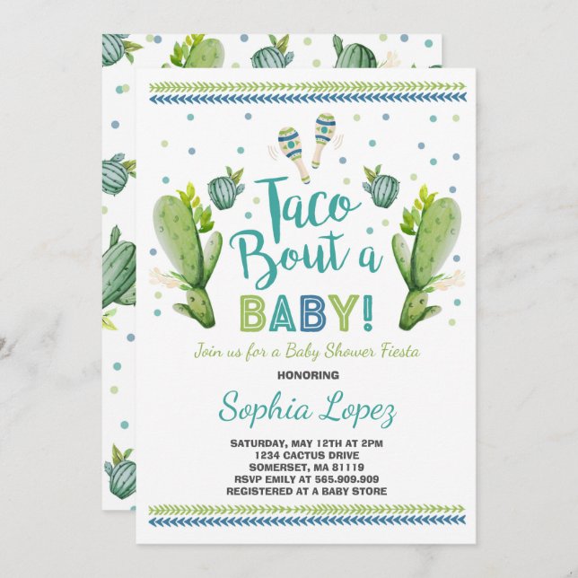 Invitation au Baby shower de Fiesta Taco Bout A Ba (Devant / Derrière)