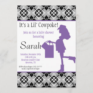 Invitation au Baby shower de fille-fille (violet)