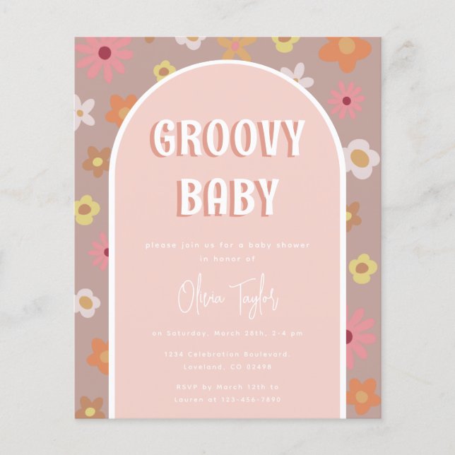 Invitation au Baby shower de fille Retro Super Bud (Devant)