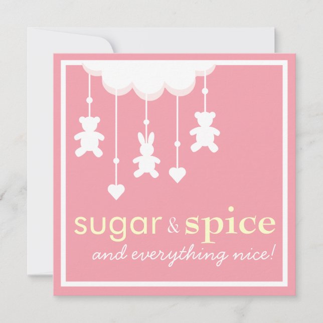 Invitation au Baby shower de filles à sucre et épi (Devant)