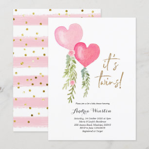 Invitation au Baby shower de filles de Balloon Twi