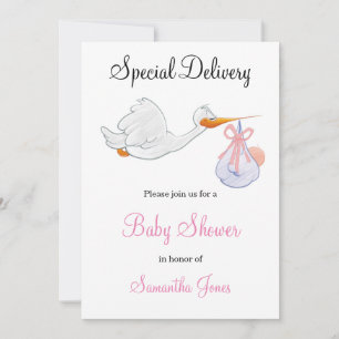 INVITATION AU BABY SHOWER DE FILLES DE STORK DE LI