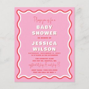 Invitation au Baby shower de filles roses à budget