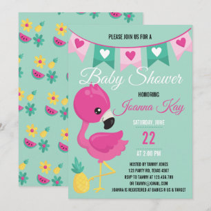 Invitation au Baby shower de Flamant rose rose béb