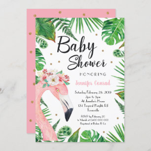 Invitation au Baby shower de Flamant rose tropical