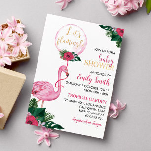 Invitation au Baby shower de Flamant rose tropical