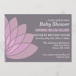 Invitation au Baby shower de fleurs de Lotus