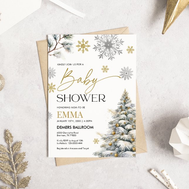 Invitation au Baby shower de Flocon de neige d'hiv (Créateur téléchargé)