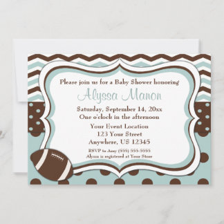 Invitation au Baby shower de football Blue Mod