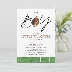 Invitation au Baby shower de football vert Plaid