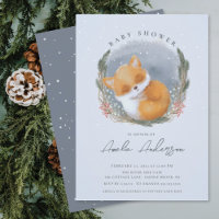 Invitation au Baby shower de Fox couché de bois