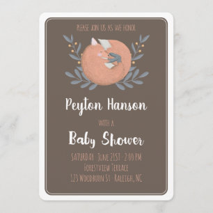 Invitation au Baby shower de Fox de bois (double f