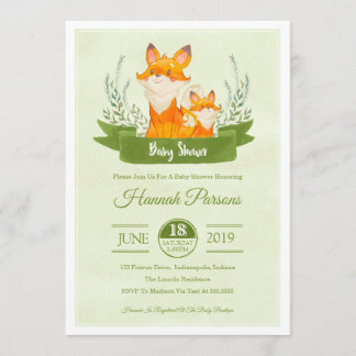 Invitation au Baby shower de Fox de bois neutre po