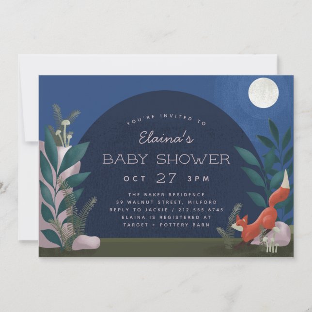 Invitation au Baby shower de Fox de la forêt de la (Devant)