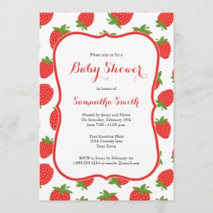 Invitation au Baby shower de fraise
