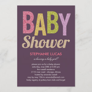 Invitation au Baby shower de Glittery - Girl