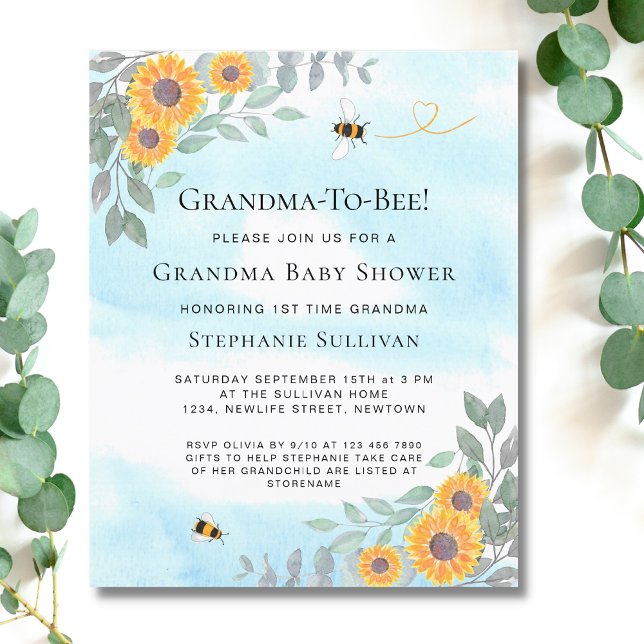 Invitation au Baby shower de grand-mère à abeille (Créateur téléchargé)
