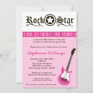 Invitation au Baby shower de guitare Girl Pink Roc