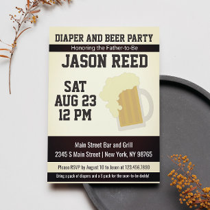 Invitation au Baby shower de la bière et au couche
