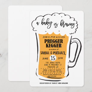 Invitation au Baby shower de la bière Pregger Kegg