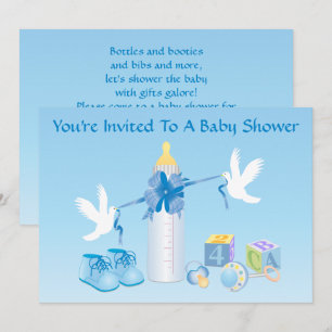 Invitation au Baby shower de la bouteille bleue