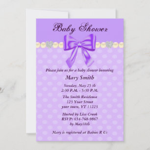 Invitation au Baby shower de la cale violette Pois