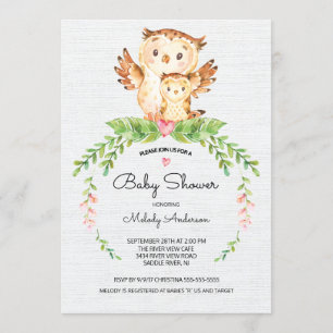 Invitation au Baby shower de la Chouette des bois 