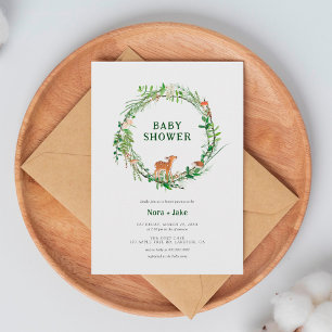 Invitation au Baby shower de la couronne de bois l