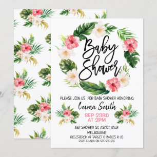 Invitation au Baby shower de la couronne tropicale