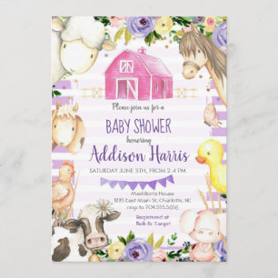 Invitation au Baby shower de la ferme de filles