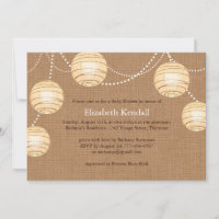 Invitation au Baby shower de la fête de Burlap