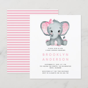 Invitation au Baby shower de la fille éléphante BU