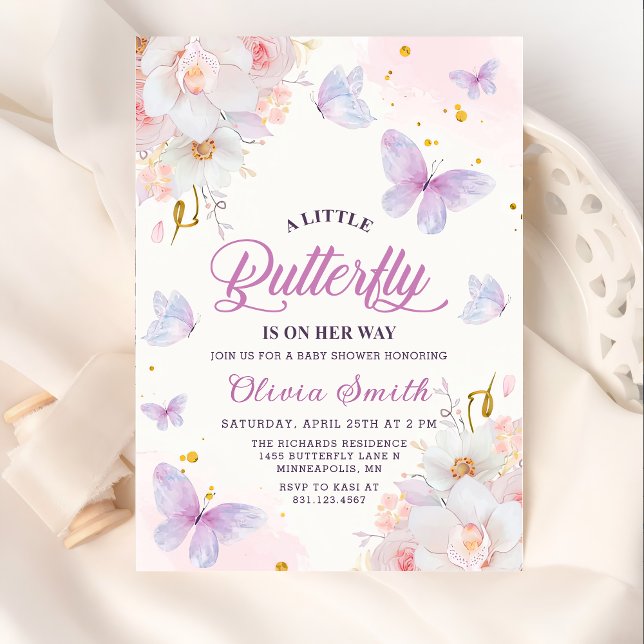 Invitation au Baby shower de la fille papillon flo (Créateur téléchargé)