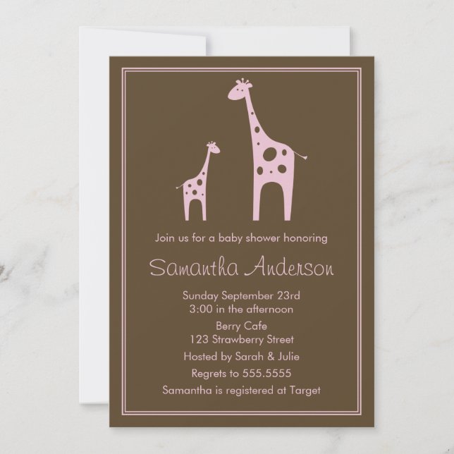 Invitation au Baby shower de la Girafe moderne - F (Devant)