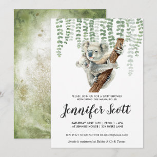 Invitation au Baby shower de la jungle de Koala