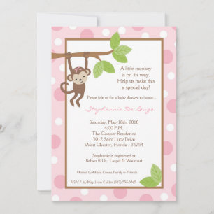 Invitation au Baby shower de la jungle de singe ro