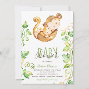 Invitation au Baby shower de la jungle des singes