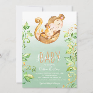 Invitation au Baby shower de la jungle des singes